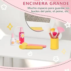 Homcom - Tocador básico con espejo y taburete madera Blanco