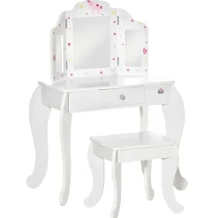 Homcom - Tocador de madera con taburete