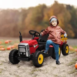 Homcom - Tractor elécrico Rojo