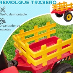 Homcom - Tractor elécrico Rojo