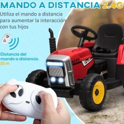 Homcom - Tractor elécrico Rojo