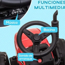 Homcom - Tractor elécrico Rojo