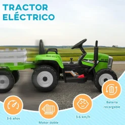 Homcom - Tractor elécrico Verde
