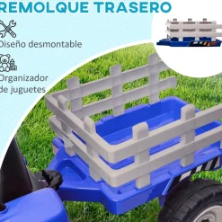 Homcom - Tractor eléctrico batería con remolque y mando a distancia