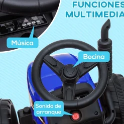 Homcom - Tractor eléctrico batería con remolque y mando a distancia