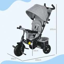 Homcom - Triciclo evolutivo Gris