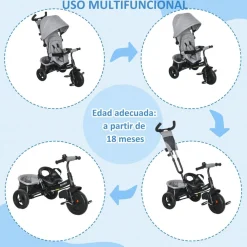 Homcom - Triciclo evolutivo Gris