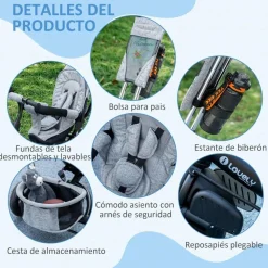 Homcom - Triciclo evolutivo Gris