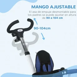 Homcom - Triciclo Evolutivo con Capota Reflectante - Azul