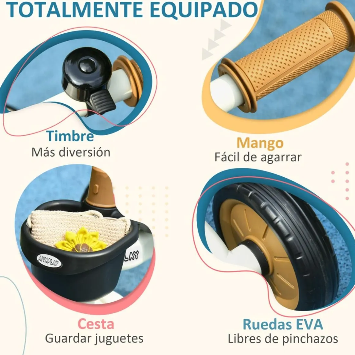 Homcom - Triciclo infantil Beige