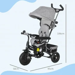 Homcom - Triciclo para bebé con capota Gris