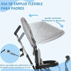 Homcom - Triciclo para bebé con capota Gris