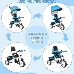 Homcom - Triciclo para bebé con capota Azul