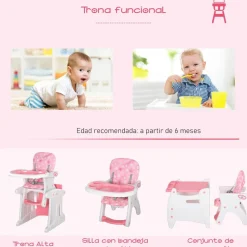 Homcom - Trona 3 en 1 rosa