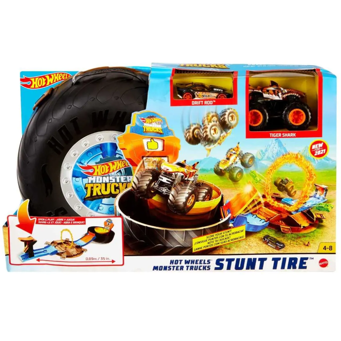 Hot Wheels - Playset neumáticos para acrobacias Monster Trucks