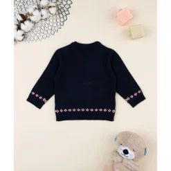 Jersey bebé azul con osito bordado