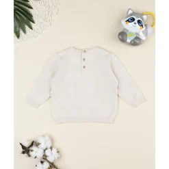 Jersey de niña beige con cervatillo bordado