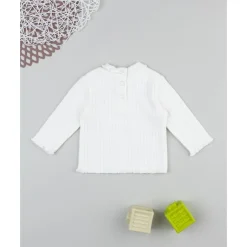 Jersey de niña en canalé blanco