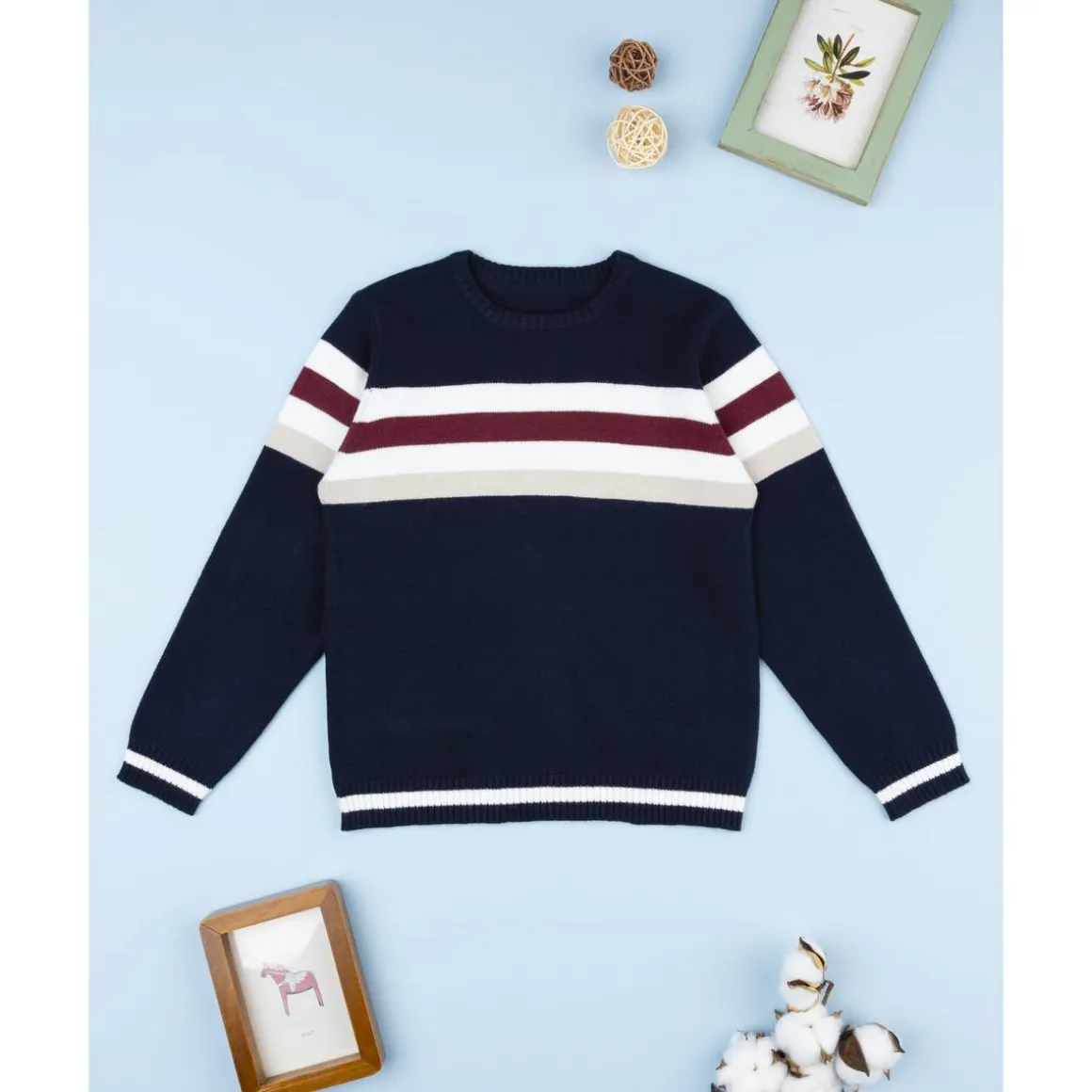 Jersey de niño a rayas azul y blanco