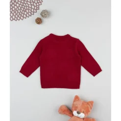 Jersey de niño rojo con bordados de animales