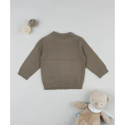 Jersey tricot bebé marrón con perrito