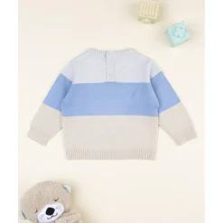 Jersey tricot niño azul/beige