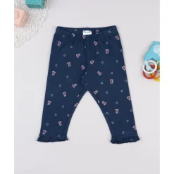 Leggings azules con lazos y corazones para niña