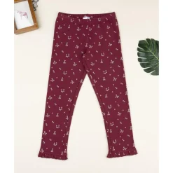 Leggings burdeos de niña con flores