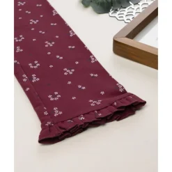 Leggings burdeos de niña con flores