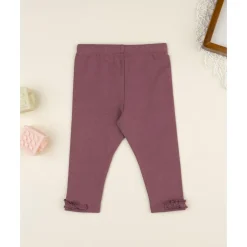 Leggings de niña rosa con bordado de conejito