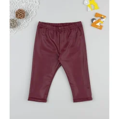 Leggings efecto piel burdeos para niña