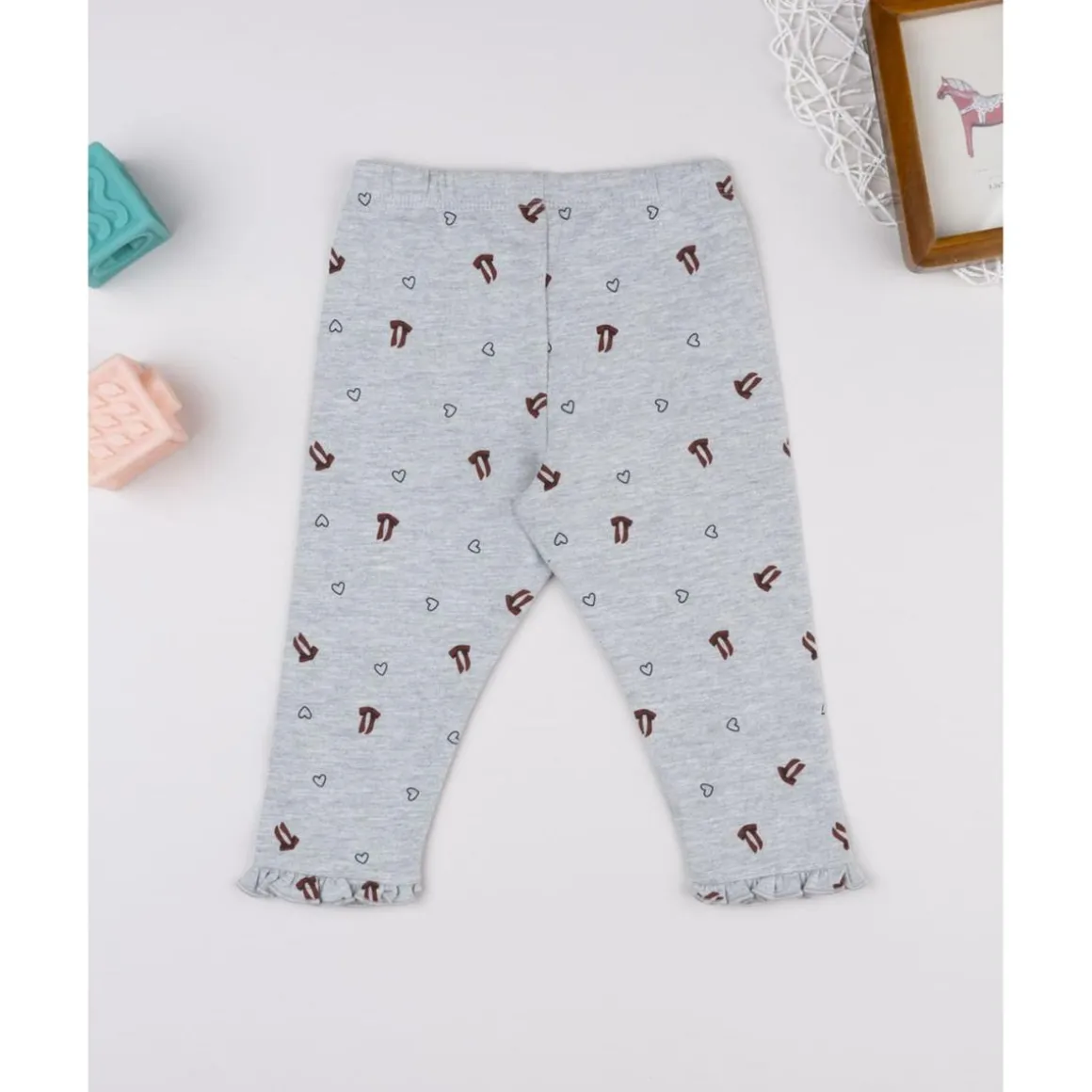 Leggings niña grises con corazones y lazos