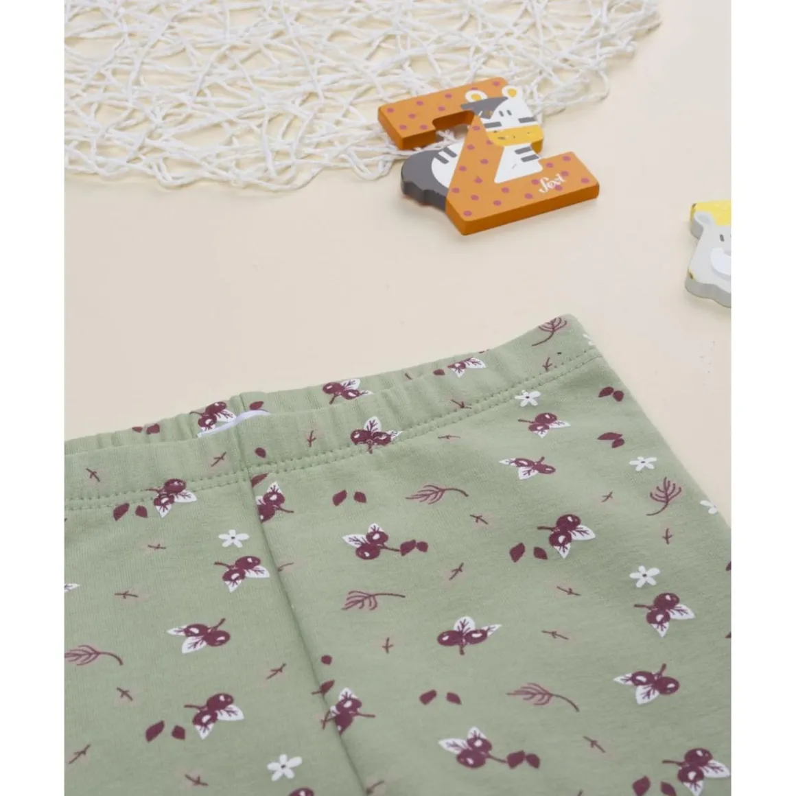 Leggings niña verdes con estampado floral