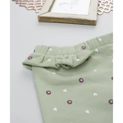 Leggings niña verdes con estampado floral