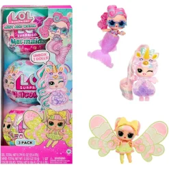 L.O.L. Surprise - Just add Water - Pack 3 muñecas fantasía (sirena, hada y unicornio)