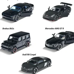 Majorette - Set de 5 coches de juguete negros con ruedas giratorias ㅤ
