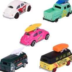 Majorette - Set de 5 vehículos Volkswagen The Originals, escala 1:64, partes en metal ㅤ