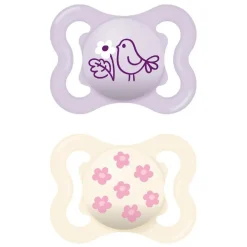 Mam - Pack 2 chupetes Supreme Night silicona brillante 2-6 meses rosa