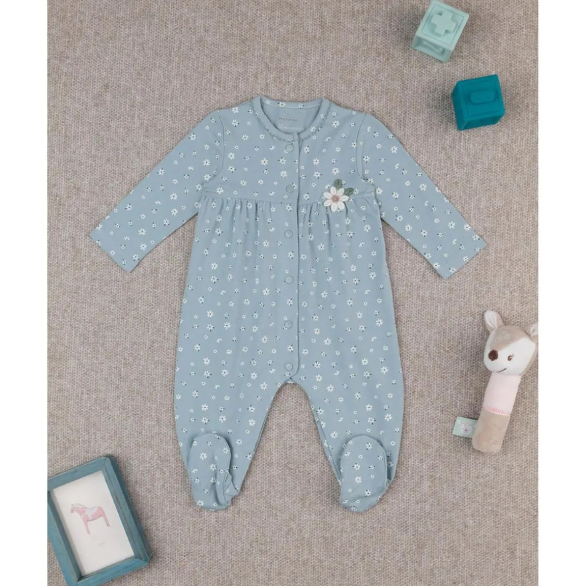 Mameluco verde margaritas para niña