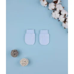 Manoplas de terciopelo azul para bebé