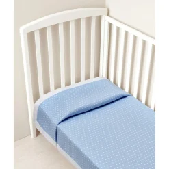 Manta de Cuna Azul con Borde Blanco