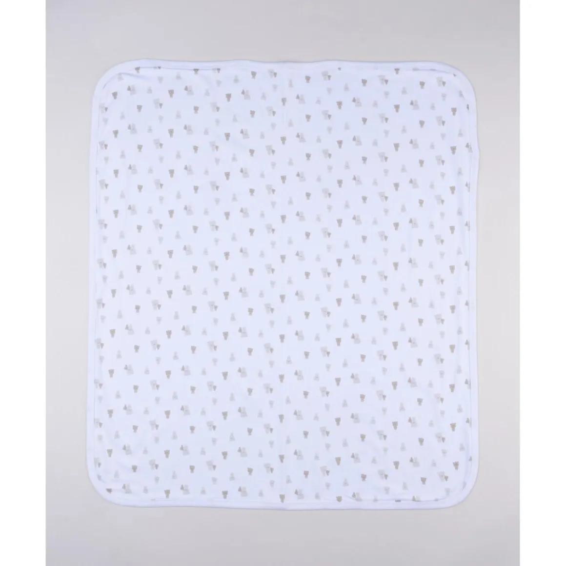 Manta interlock blanca con ositos para recién nacido