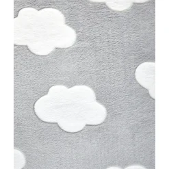 Manta para cama de peluche sintético gris con nubes