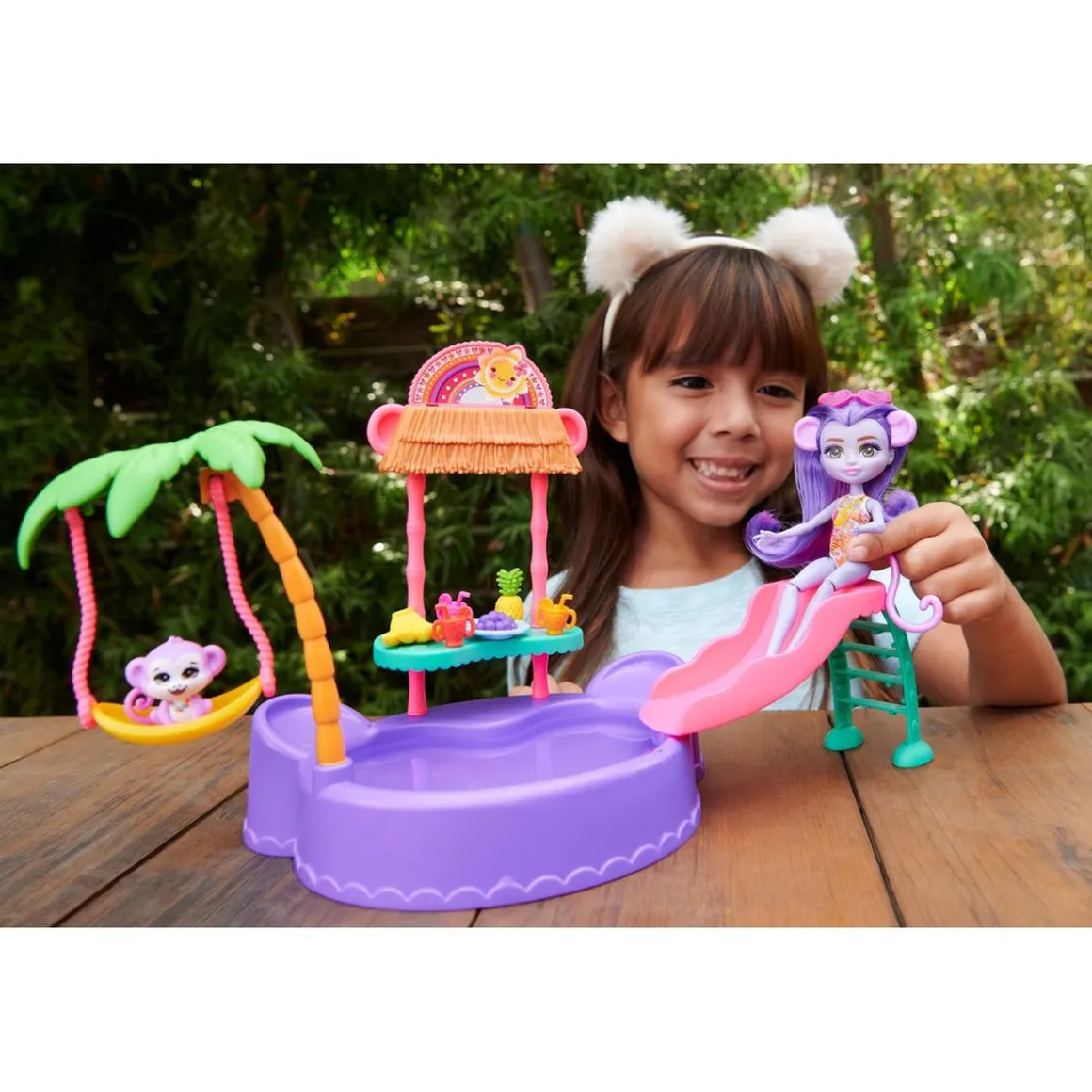 Mattel - Enchantimals - Piscina infantil con tobogán y figuras ㅤ