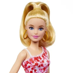 Mattel - Muñeca Barbie Fashionista con vestido rosa y accesorios ㅤ