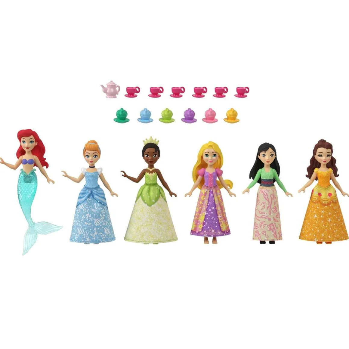 Mattel - Pack 6 muñecas pequeñas Fiesta del té con accesorios ㅤ