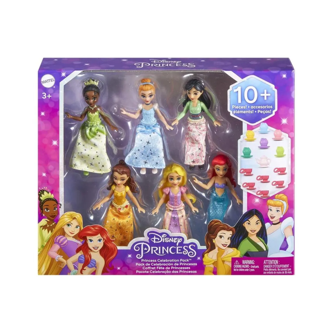 Mattel - Pack 6 muñecas pequeñas Fiesta del té con accesorios ㅤ