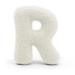 MeowBaby - Almohada Infantil con Forma de Letra “R” Color Blanco Roto “Bearly R”