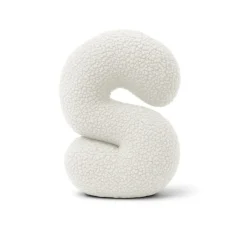 MeowBaby - Almohada Infantil con Forma de Letra “S” Color Blanco Roto “Bearly S”