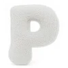 MeowBaby - Almohada Infantil con Forma de Letra “P” Color Blanco Roto “Bearly P”